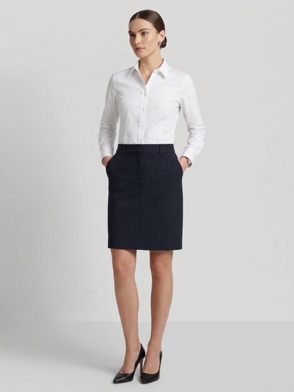 Khakis & Co. Studio Black Tailored Career Skirt